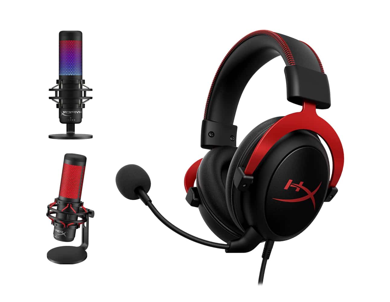 HyperX red gaming headset 2 microphones for streamers
