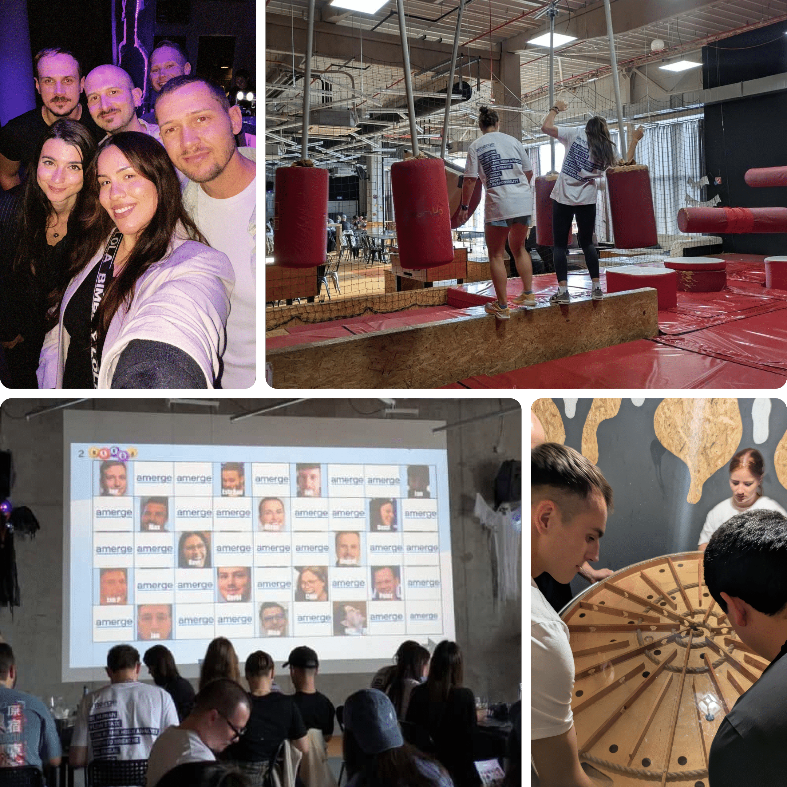 Amerge team enjoying bingo and other fun teambuilding activities during the 2025 Global Summit, fostering collaboration and company culture.