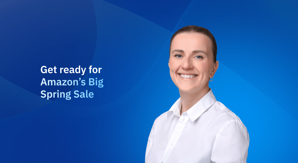 Miroslava Kollarova, Sponsored Ads Team Lead at Amerge, featured on cover image with the headline “Get Ready for Amazon’s Big Spring Sale,” sharing strategies for successful Amazon advertising campaigns.