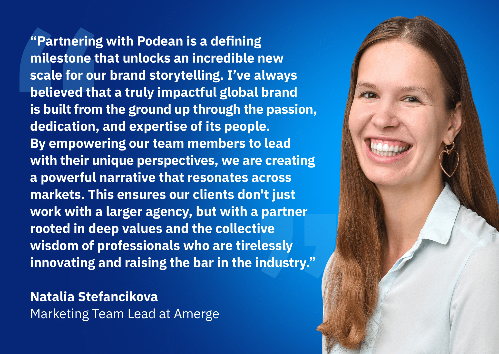 Natalia Stefancikova, Marketing Team Lead at Amerge. sharing perspective on brand positioning, global communication, and marketplace growth after joining Podean Natalia Stefancikova, Marketing Team Lead at Amerge. sharing perspective on brand positioning, global communication, and marketplace growth after joining Podean